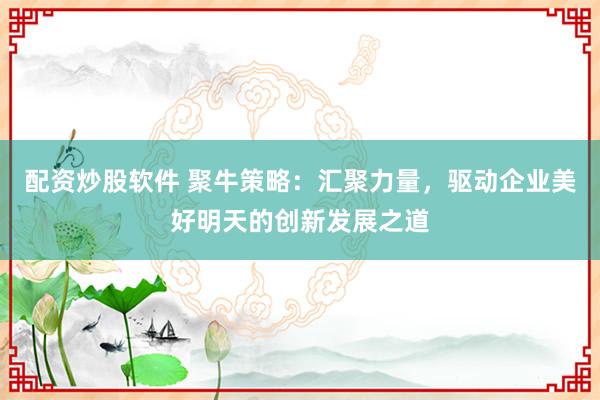 配资炒股软件 聚牛策略：汇聚力量，驱动企业美好明天的创新发展之道