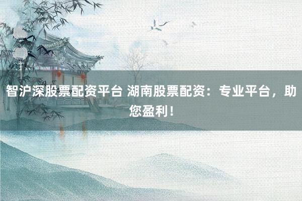 智沪深股票配资平台 湖南股票配资：专业平台，助您盈利！