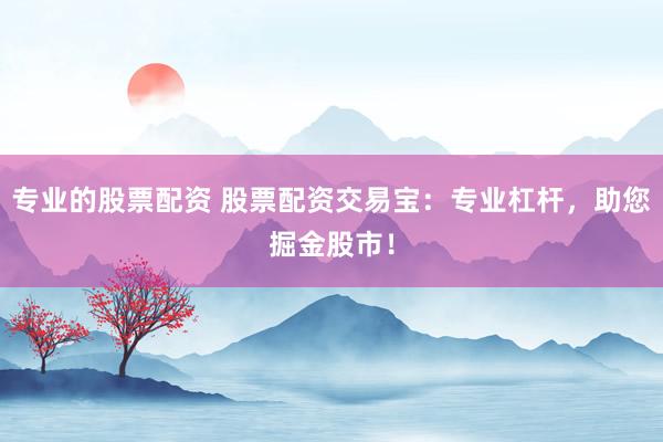 专业的股票配资 股票配资交易宝：专业杠杆，助您掘金股市！