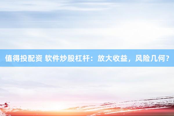 值得投配资 软件炒股杠杆：放大收益，风险几何？
