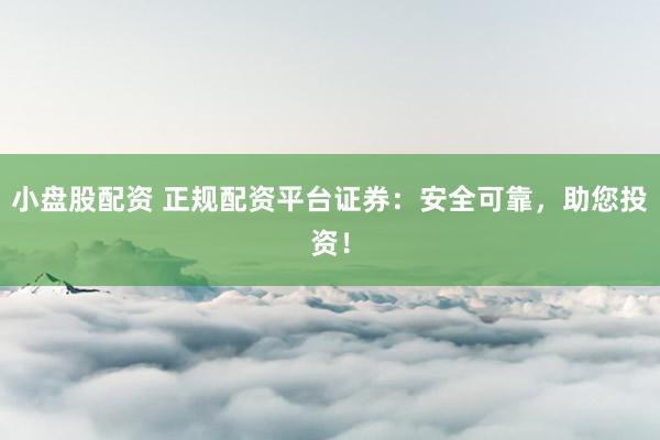 小盘股配资 正规配资平台证券：安全可靠，助您投资！