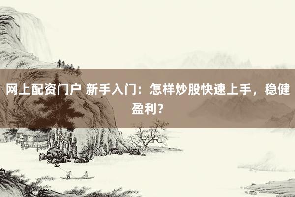 网上配资门户 新手入门：怎样炒股快速上手，稳健盈利？