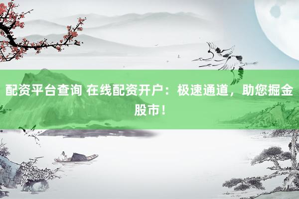 配资平台查询 在线配资开户：极速通道，助您掘金股市！