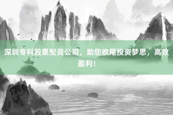 深圳专科股票配资公司，助您收尾投资梦思，高效盈利！