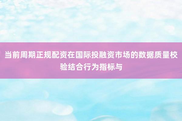 当前周期正规配资在国际投融资市场的数据质量校验结合行为指标与
