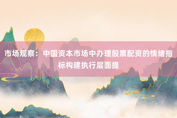 市场观察：中国资本市场中办理股票配资的情绪指标构建执行层面提