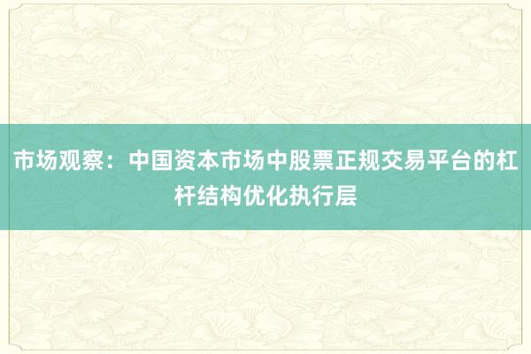 市场观察：中国资本市场中股票正规交易平台的杠杆结构优化执行层