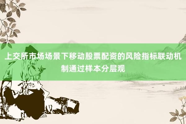 上交所市场场景下移动股票配资的风险指标联动机制通过样本分层观